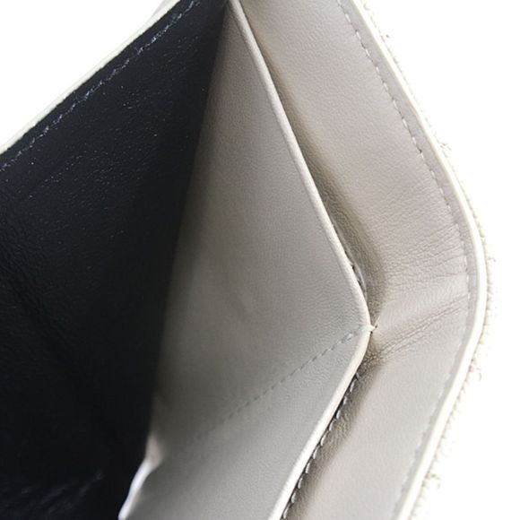 Saint Laurent Compact Wallet Monogram Leather White Gray Mini Wallet Handbag - Picture 5 of 5